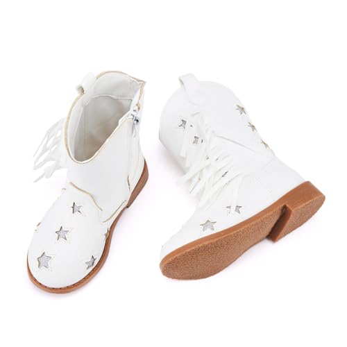 BMCiTYBM Toddler Girls Cowgirl Boots Little Kids Mid Calf Western Cowboy Pointed Toe Riding Shoes Tassels Glitter4