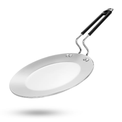 Image of HORNBILLS SAS Platinum Tri-Ply Stainless Steel Non-Stick Roti & Chapati Tawa | 25 cm, 4 mm Heavy Bottom | for Paratha & Thepla | Stay-Cool Handle | Gas & Induction Compatible | 5-Year Warranty