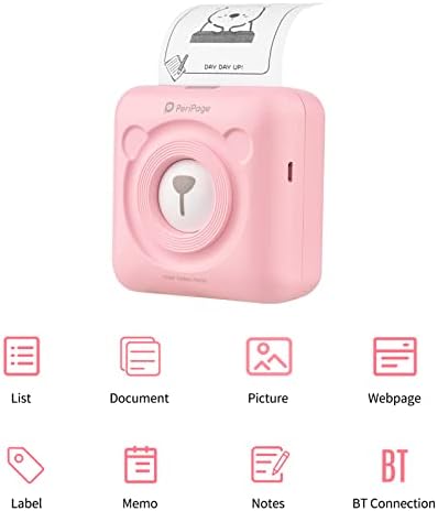 Bisofice PeriPage Mini Printer, Pocket Thermal Printer, Wireless BT Picture Label Memo Receipt Paper Printer + 9 Rolls Color Thermal Paper + 3 Rolls Adhesive Sticker Paper 57 * 30mm