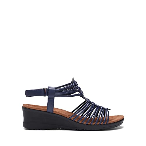 Image of DREAM PAIRS Women's Comfortable Strappy Low Heel Open Toe Slip-On Wedge Sandals Arch Support for Summer Dressy Shoes