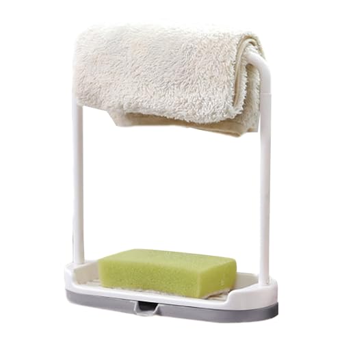 Soporte de esponja para fregadero de cocina, soporte para cocina, estante de almacenamiento para toallas de cocina, colgador de paños de cocina, soporte para paños de cocina, soporte para paños de