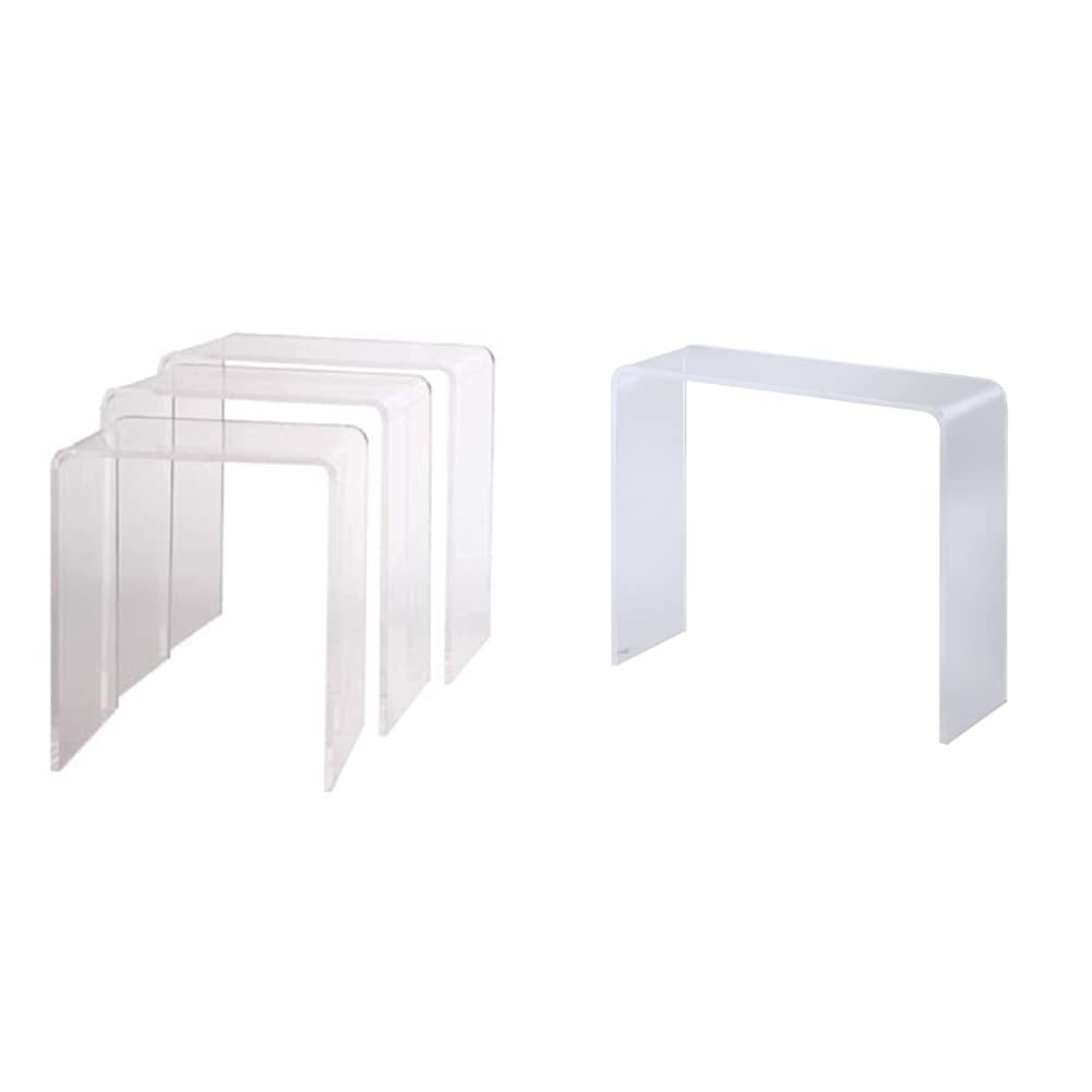 Pure Decor Acrylic Nesting Tables, Set of 3, 18hx17wx11.5, Clear & Foxhill Trading Pure Decor Acrylic Console, 9"