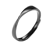 HYTROVE Anillo de plata abierto negro para hombre diseño moderno regalo para parejas en Día de San Valentín