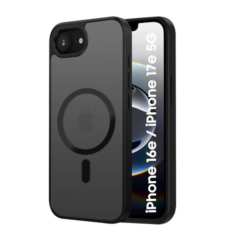 Image of CEDO Magnetic Cover for iPhone 16e / iPhone 17e | Compatible with MagSafe Wireless Charging | Matte Black Case Designed with Magnetic Lock Shockproof Edge Protection Backcover (Translucent Black)