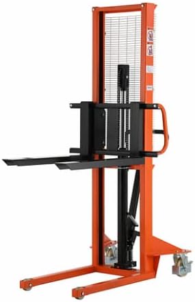 DMC-FPPS 1100lbs Capacidad Apilador de Palets Manual, 63" Altura de elevación hidráulica, 7.9"-29.3" Horquillas ajustables de ancho, Carretilla