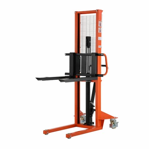 DMC-FPPS 1100 lbs Manual Pallet Stacker,63\" Hydraulic Lift Height, 7.9\"-29.3\" Width Adjustable Forks Hand Lift Stacker