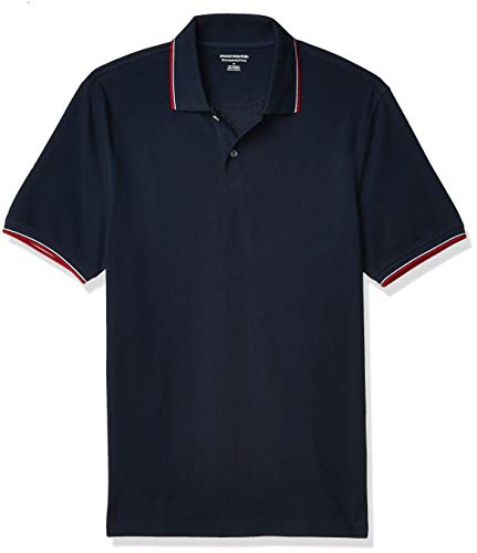 Amazon Essentials Men's Slim-Fit Cotton Pique Polo Shirt (Limited Edition Colors), Navy/White/Red, X-Large