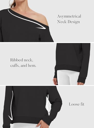 Hiverlay Off The Shoulder Sweatshirts for Women Long Sleeve Workout Tops Croped Sweatshirt Oversized Pullover Fall 20254