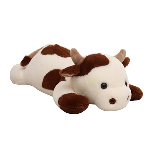 YESGIRL 25.6 inch 5 lbs Cow Weighted Stuffed Animals, Large Weighted Plush Animal, Cute Plush Toy Pillow, Soft Kawaii Plushie Gifts for Adults, Kids, Boys and Girls(Off-White)