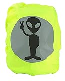 EANAGO Premium Schulranzen/Rucksack Regenschutz/Regenüberzug, ohne Nähte, 𝟭𝟬𝟬% 𝘄𝗮𝘀𝘀𝗲𝗿𝗱𝗶𝗰𝗵𝘁, mit Sicherheits-Reflektionsbild (Alien)