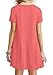 LINNERDA Woman Beach Short Sleeve Swing Dress Solid Color Lightweight Dresses Midi A Line Crewneck Dresss Coral XXS