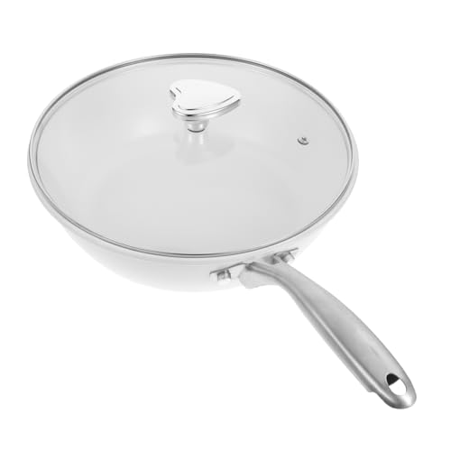 Wok pequeño cerámico antiadherente con tapa