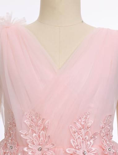 IDOPIP Flower Girl Sequin Butterfly Dress for Kids Wedding Pageant Party Long Gown Princess Birthday Handkerchief Tulle Dress2