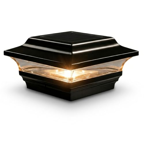 Classy Caps 4x4 Imperial Solar Post Cap - Fits 3.5'x3.5' and 4'x4' Deck & Fence Posts - Black Cast Aluminum - Warm and Cool Light Modes - Heavy-Duty - Mod. SL211B