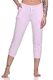 NORMANN-Wäschefabrik Damen Capri Schlafanzughose ¾-lang - Mix & Match - Streifenoptik - perfekt zu kombinieren, Farbe:rosa, Größe:48-50