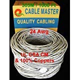 Vaster-00038 305 M UTP Cat5e Communication Networking Bulk-Solid- UL/CSA/CM-24Awg - Full Copper Cable - Gray