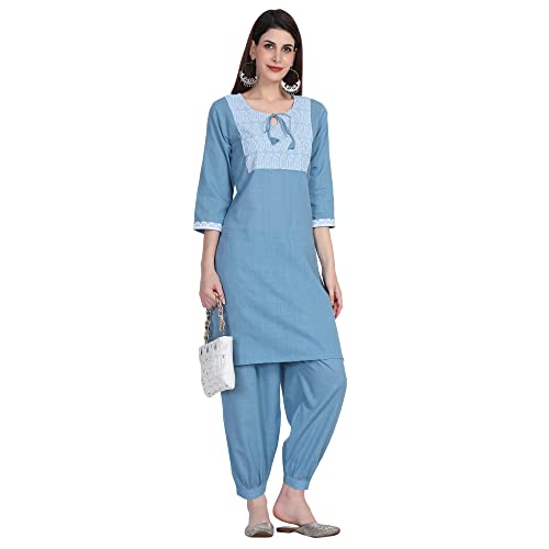 Image of Women Kurti Set With Salwar | Cotton Short Kurta