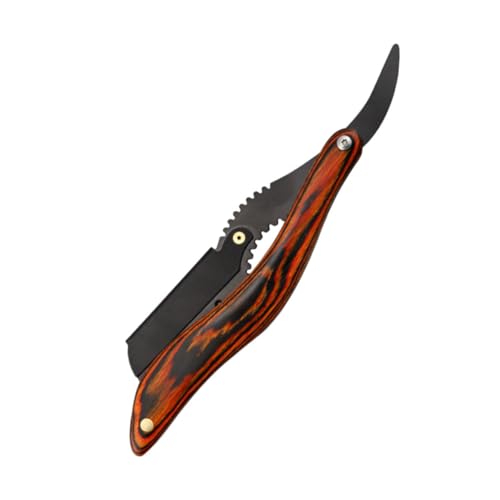 KESYOO 木製ハンドル ビンテージ折りたたみ式ひげトリミングツール マニュアルシェーバーホルダー 口ひげカミソリ 旅行用 持ち運び便利 ヒゲトリマー