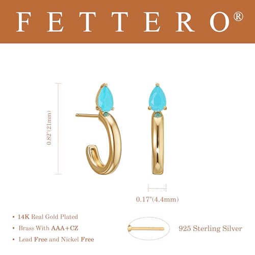 FETTERO Gold Hoop Earrings for Women, 14K Gold Plated Open C Shape Hoops Lightweight Chunky Gold Earrings, Hypoallergenic Gold Earrings for Women Ear Piercing Jewelry Gifts