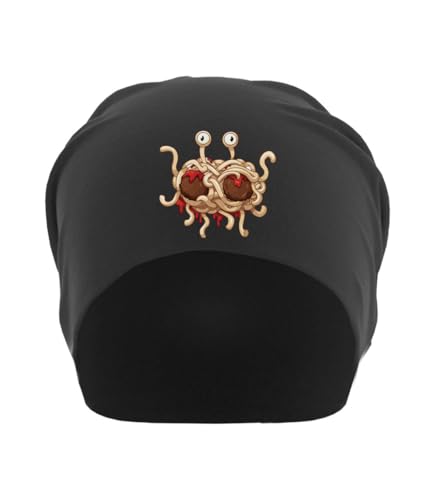 Bonnet fin Flying Spaghetti Monster noir en coton pour adulte, couvre-chef souple coloré