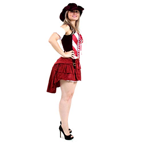 Pirata Chic Heat Girls Adulto 60143-G Sulamericana Fantasias Vinho G 46/48
