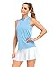 Womens Golf Shirts Sleeveless Moisture Wicking Sun Protection Lightweight Collar Tennis Shirts Ladies Racerback Tank Top Polo T Shirts Clothing SkyBlue