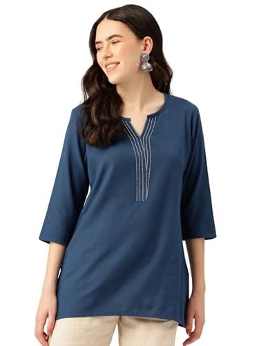 Image of Elegant Short Kurti for Women - 3 /4 Sleeves | Round Neck | (S to XXL)