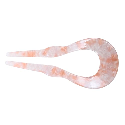 Ipetboom Forchetta Cinese Per Chioma Da Donna, Bastoncino a u in Acetato Rosa Pesca, Fermaglio Elegante Per Acconciature Festa Matrimonio Ballo
