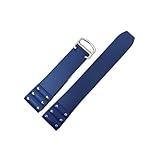Couleur : noir bleu POYNMRE Bracelet de montre en caoutchouc et silicone compatible avec Cartier Santos, bracelet étanche de 21 mm, noir et bleu(Blue silver clasp)