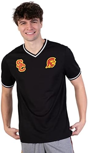 Ultra Game mens Throwback Mesh Rib Tee sports fan polo shirts, Black, Large