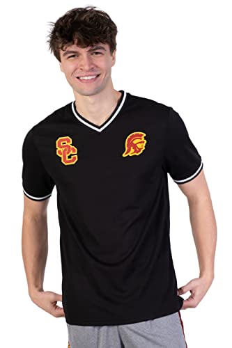 Ultra Game Mens Throwback Mesh Rib Tee Sports Fan Polo Shirts, Black, Large #TOP4