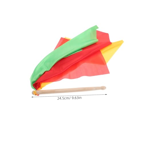 Baquetas para tambor de cintura ibasenice, 1 par, con cintas coloridas, de madera, para niños y adultos, para danza rítmica y gimnasia miniatura 2