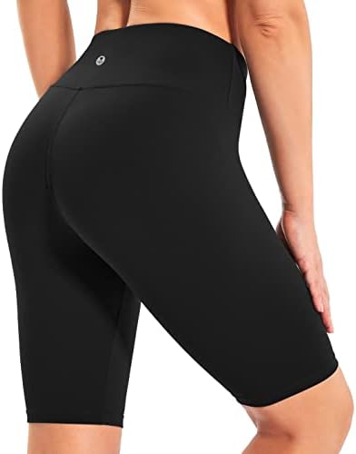 IUGA Biker Shorts for Women High Waist, Ultra Soft Womens Workout Shorts with Inner Pocket Opaque Yoga Gym Running Shorts 8" (Black, Large)