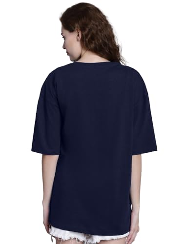 Image of LEOTUDE Women's cotton Oversized Fit Oversized Half Sleeve Tshirt, Round Neck Longline Drop Shoulder Solid T-Shirt
