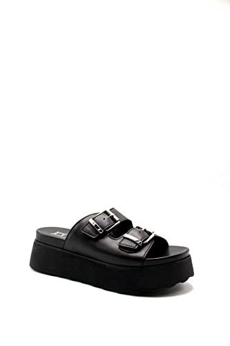 Sandali Donna Cult CLW314604 Nero : sandales plateforme cuir noir femme tendance