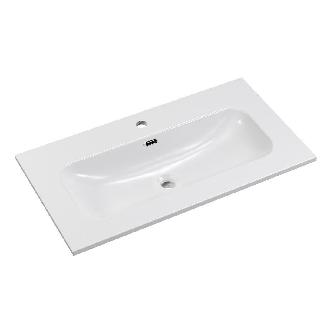 Meublorama - Lavabo empotrado (80 cm, cerámica), color blanco brillante