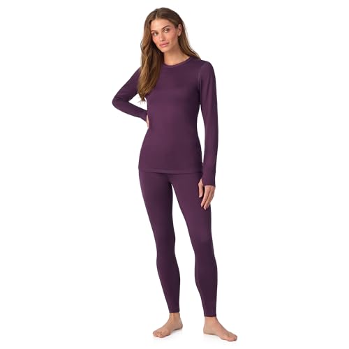 Cuddl Duds Womens Heavyweight Fleece 2 Piece Long Sleeve Thermal Underwear Set – Shirt & Leggings...