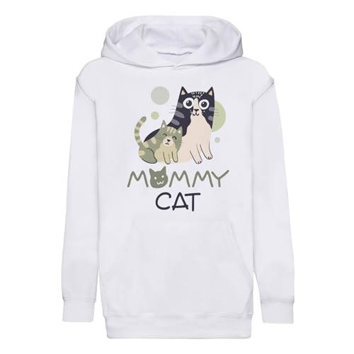 Sweat à capuche enfant maman chat et son chaton illustration tendre