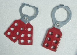 Image of NMC SL15 Steel Interlocking Hasp - 1.5 in. Single Jaw Cable Hasp f0r 6 Padlocks, Nylon Coated Metal Hasp
