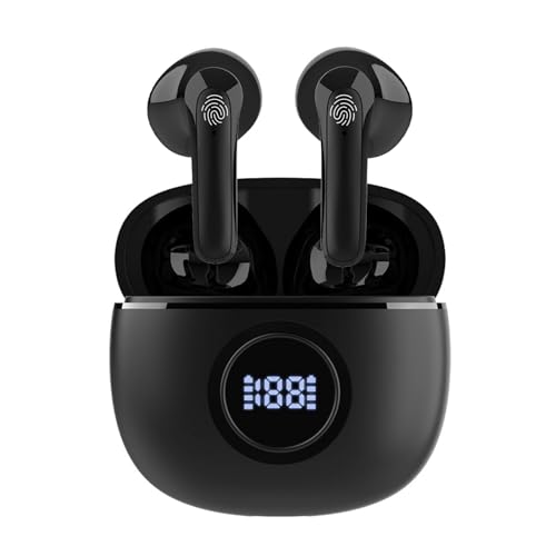 FAYAZ Wireless Earbuds Bluetooth,Earphones Bluetooth 5.3/30H Playtime with Noise Cancelling Mic, LED Power Display Headphones Bass HiFi Stereo,Touch Control/IP6 Waterproof Bluetooth Earphones (Black)