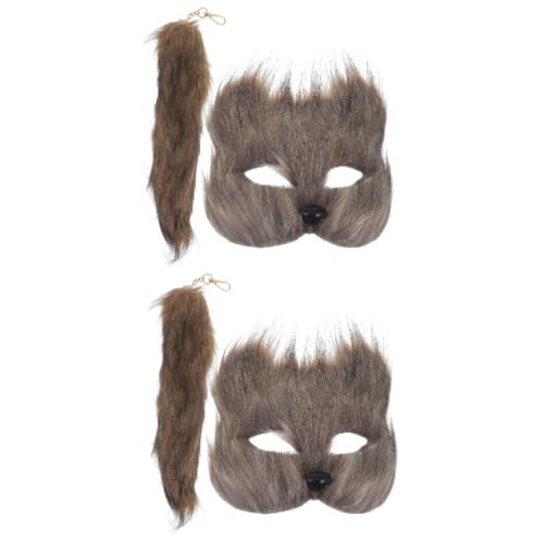 Masque renard et queue fluffy avec finitions detaillees pour fete