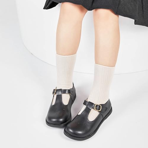 Image of GINFIVE Toddler Girls Dress Shoes Little Kids Flats School Mary Janes Shoes