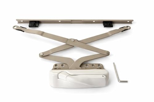 Wide Awning Window Operator Replacement Kit with Track & Handle, Off White – X-Style Scissor Arm, High Quality Plastic Clip & Pivot Slide –Model:Elite-04, FH-03A,04-3