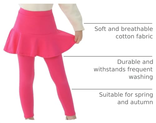 Image of StyleSavvy Trendy Girls' Leggings with Skirt - 2 Pack of Cotton Ruffle Skirt Pants for Kids for 3-8 Years