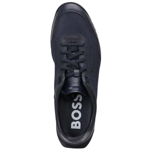 Image of BOSS Men's Zayn Low Profile Suede Leather Two Tone Sneaker