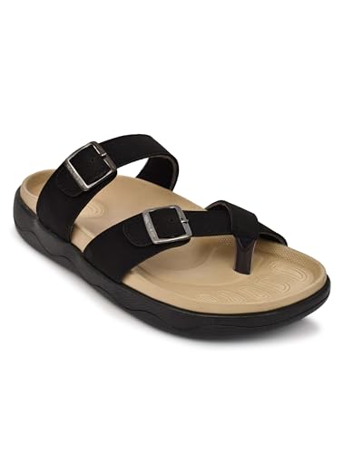 Image of HEALTH FIT Extra Soft Premium Classic Cushion Sliders /with Adjustable Buckle Strap & Light Weight Anti-SkidWaterproof Luxurious Slippers for Men's HF119