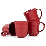 Elanze Designs Red Matte Glaze Finish 17 ounce Stoneware Coffee Cup Mugs Set of 4