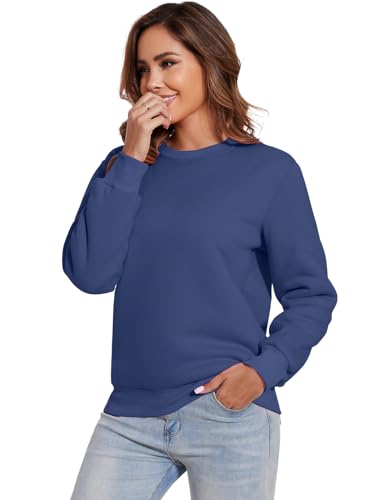 Flygo Women's Sherpa Lined Fleece Crewneck Pullover Sweatshirts Casual Winter Warm Sweatshirt2