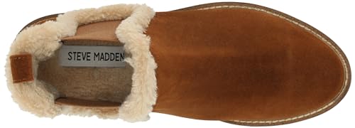 Steve Madden Women's Leopold Chelsea Boot, Camel Suede Fur, 7.5