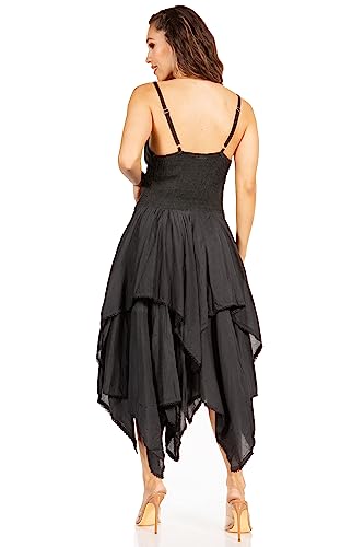 Image of Sakkas Lady Mary Jacquard Corset Style Bodice Lightweight Handkerchief Hem Dress